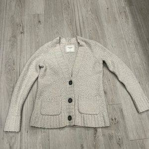 Abercrombie & Fitch Wool Blend knit Pocket Ivory Button Front Cardigan y2k 2000s